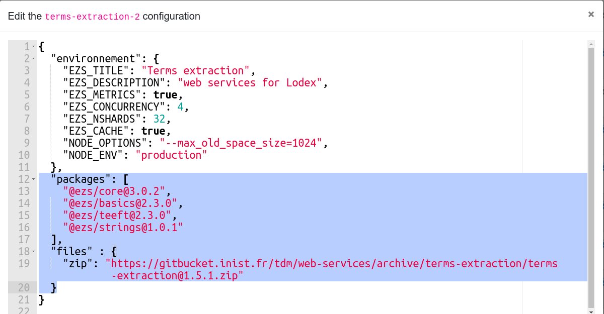 Configuration de la vi