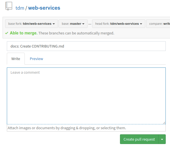 formulaire de description de la PR